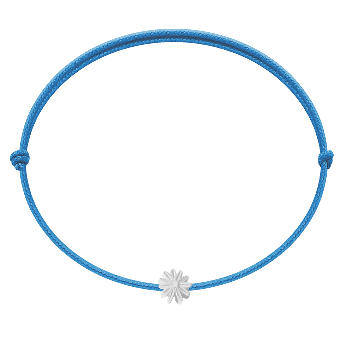 Bracelet Flowers Etincelle en argent sur un fin cordon bleu