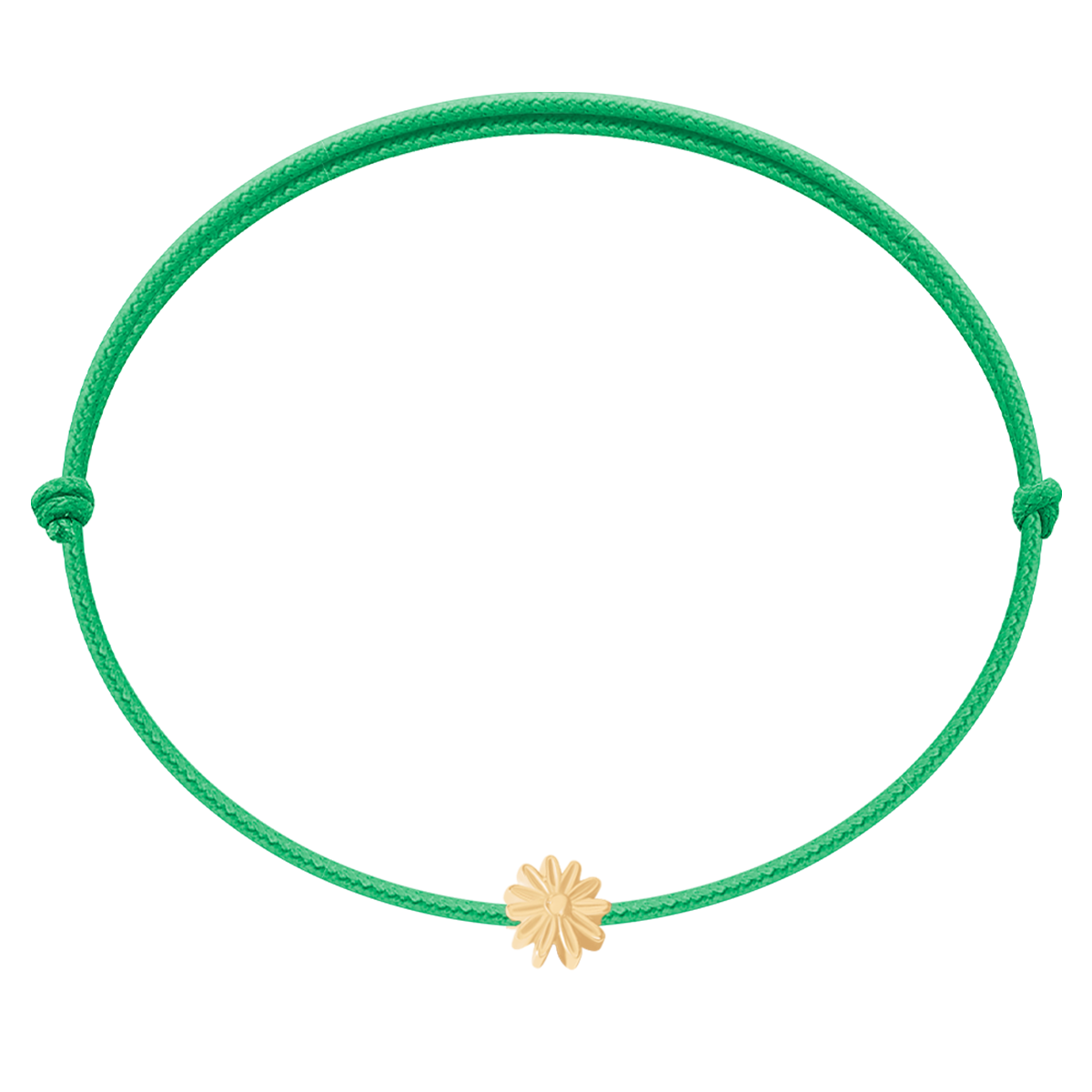 Bracelet Flowers Etincelle doré à l’or fin sur un fin cordon vert