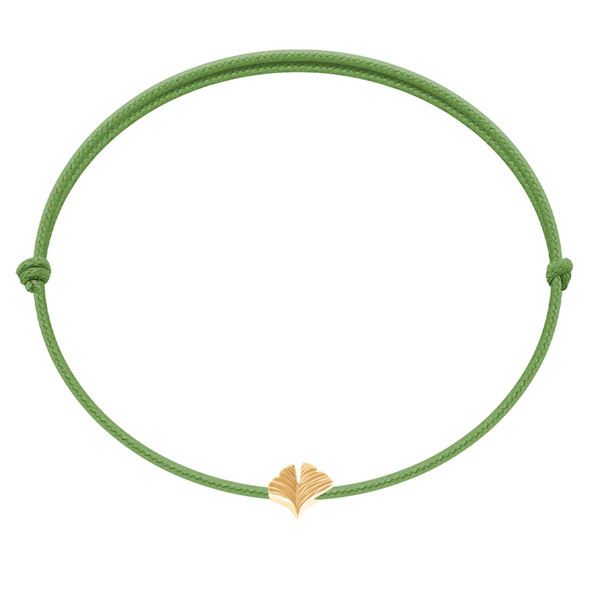 Bracelet Ginko Etincelle doré à l’or fin sur un fin cordon vert pomme