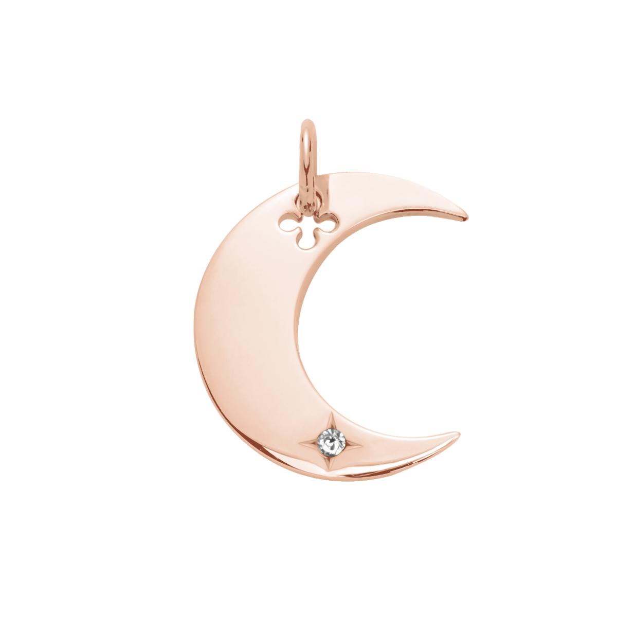 Pendentif Lune 2 cm doré à l’or fin  rose