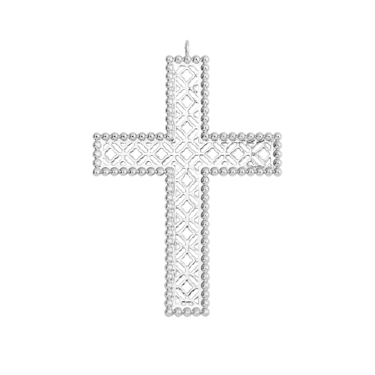 Pendentif Croix Barok 4,5 cm plaqué argent