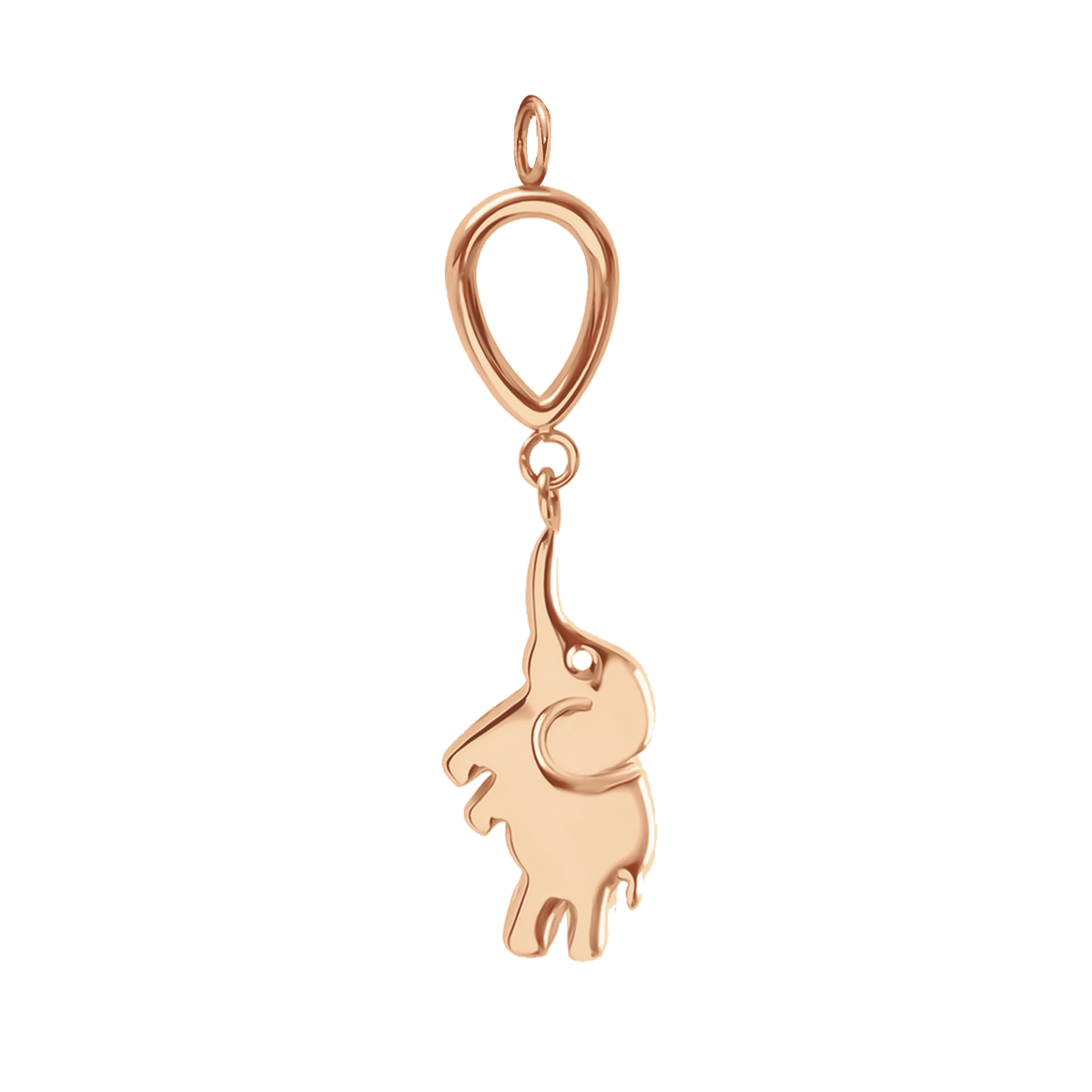 Pendentif Éléphant 3 cm doré à l’or fin rose 