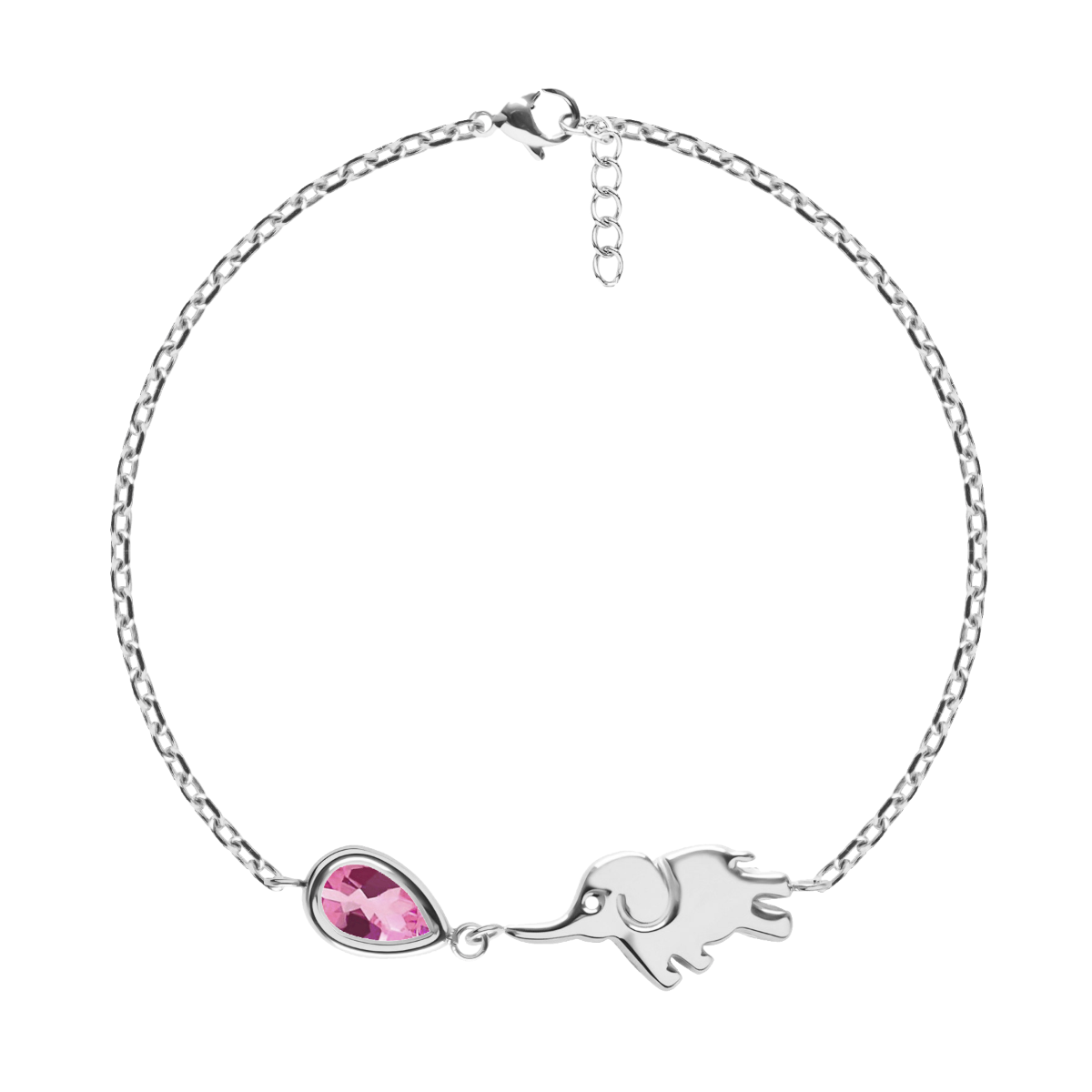 Bracelet pour enfant avec Éléphant et rubis plaqué argent 