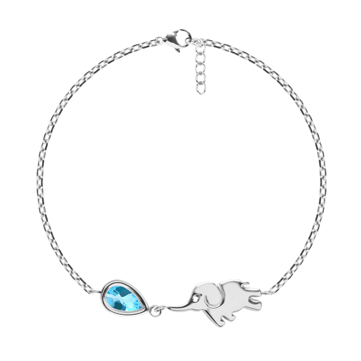 Bracelet pour enfant avec Éléphant et pierre spinelle plaqué argent 