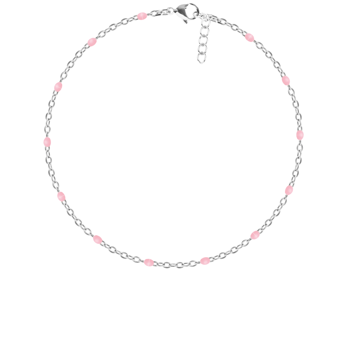  Bracelet 16 + 5 cm, avec émail rose plaqué argent 