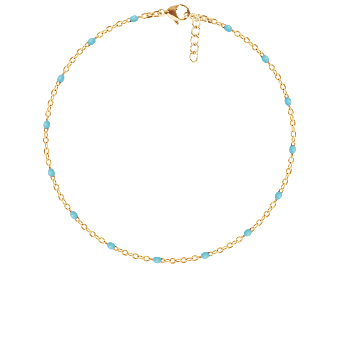 Bracelet 16 + 5 cm, avec émail couleur turquoise doré à l’or fin 