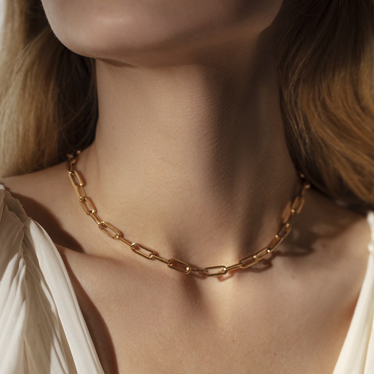 Collier Chaîne n°7 doré à l’or fin - 40 cm