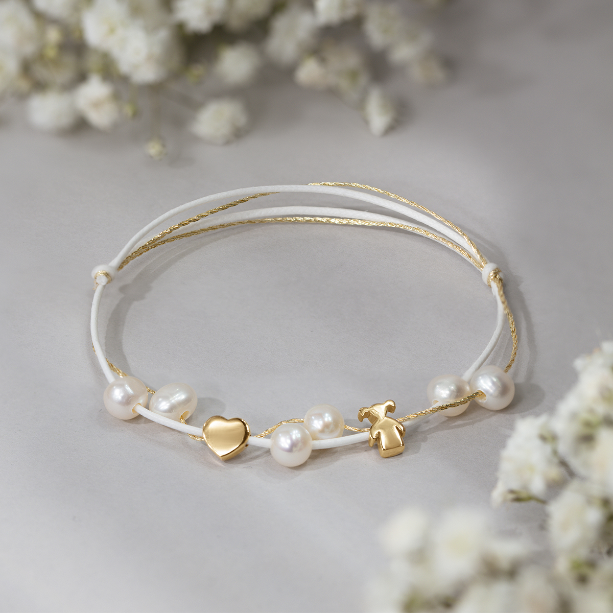 Bracelet avec fille, coeur Etincelle et perles