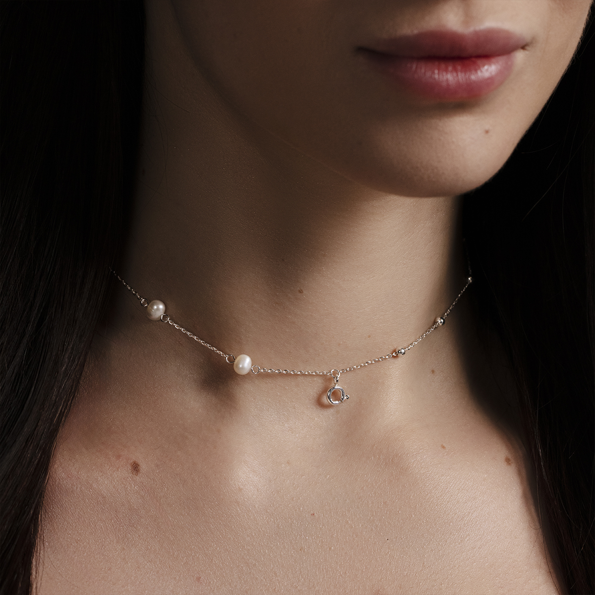 Choker Pearls, posrebrzany