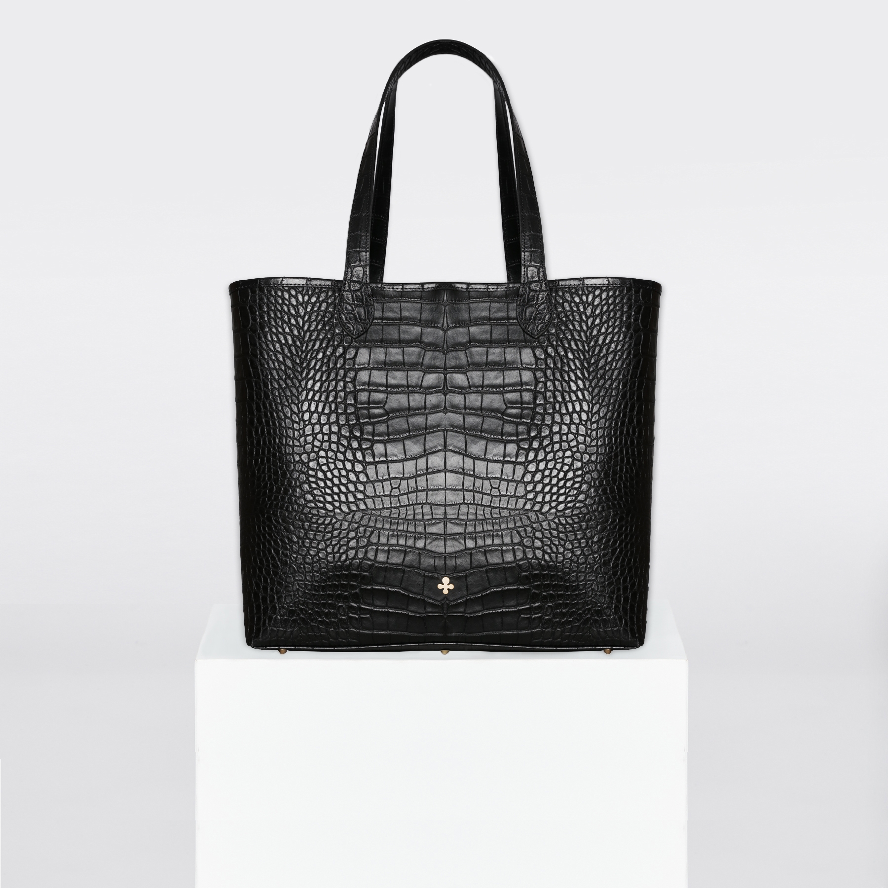 Shopper noir crocodile