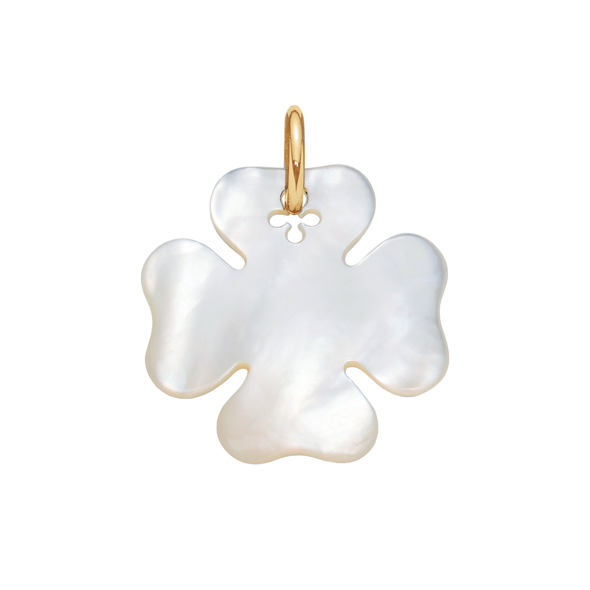 Pendentif Trèfle 2,7 cm en nacre doré à l’or fin