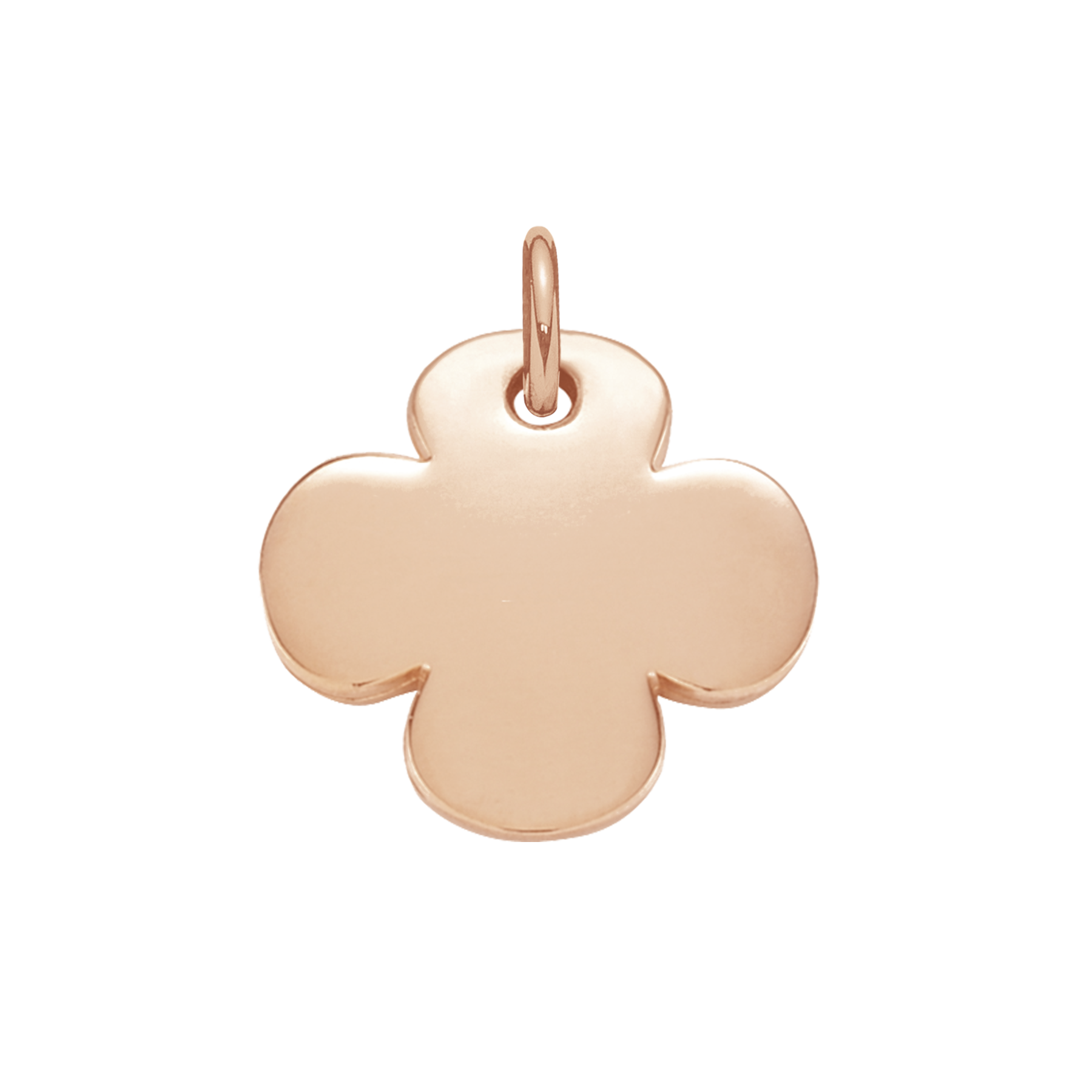 Pendentif Trèfle rond 1,5 cm doré à l’or fin rose