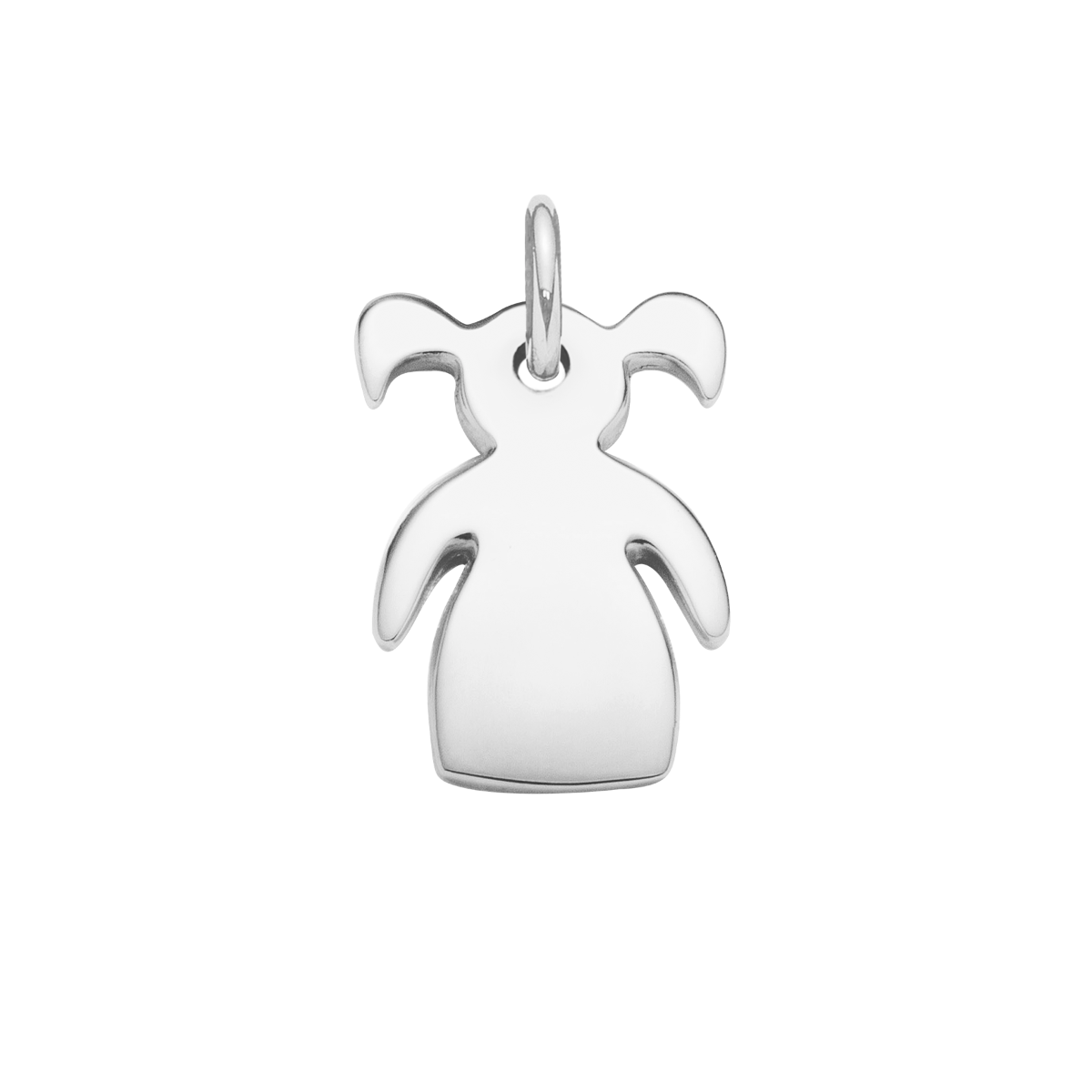 Pendentif Fille avec couettes 1,5 cm en argent