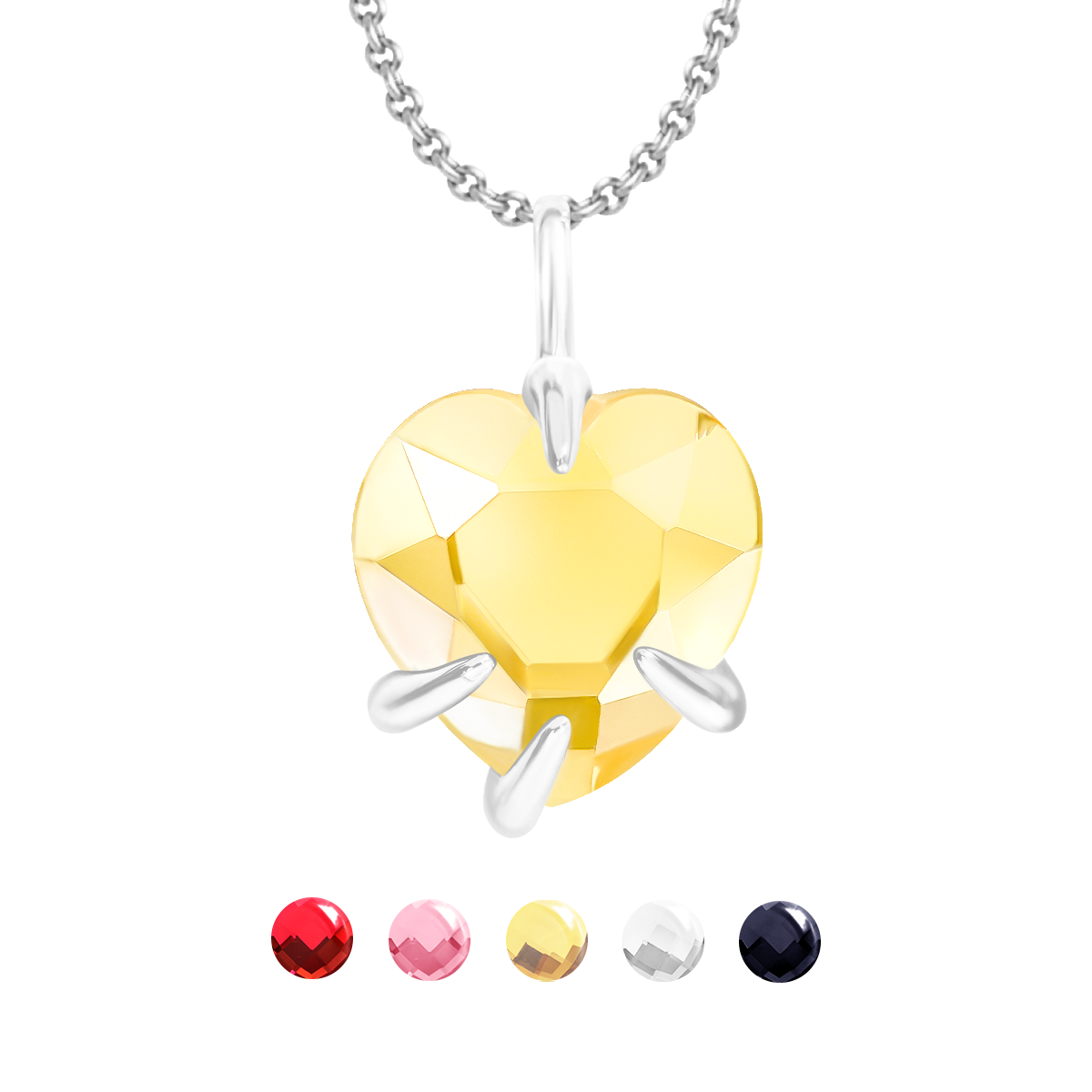 Collier Amour avec un cristal jaune plaqué argent