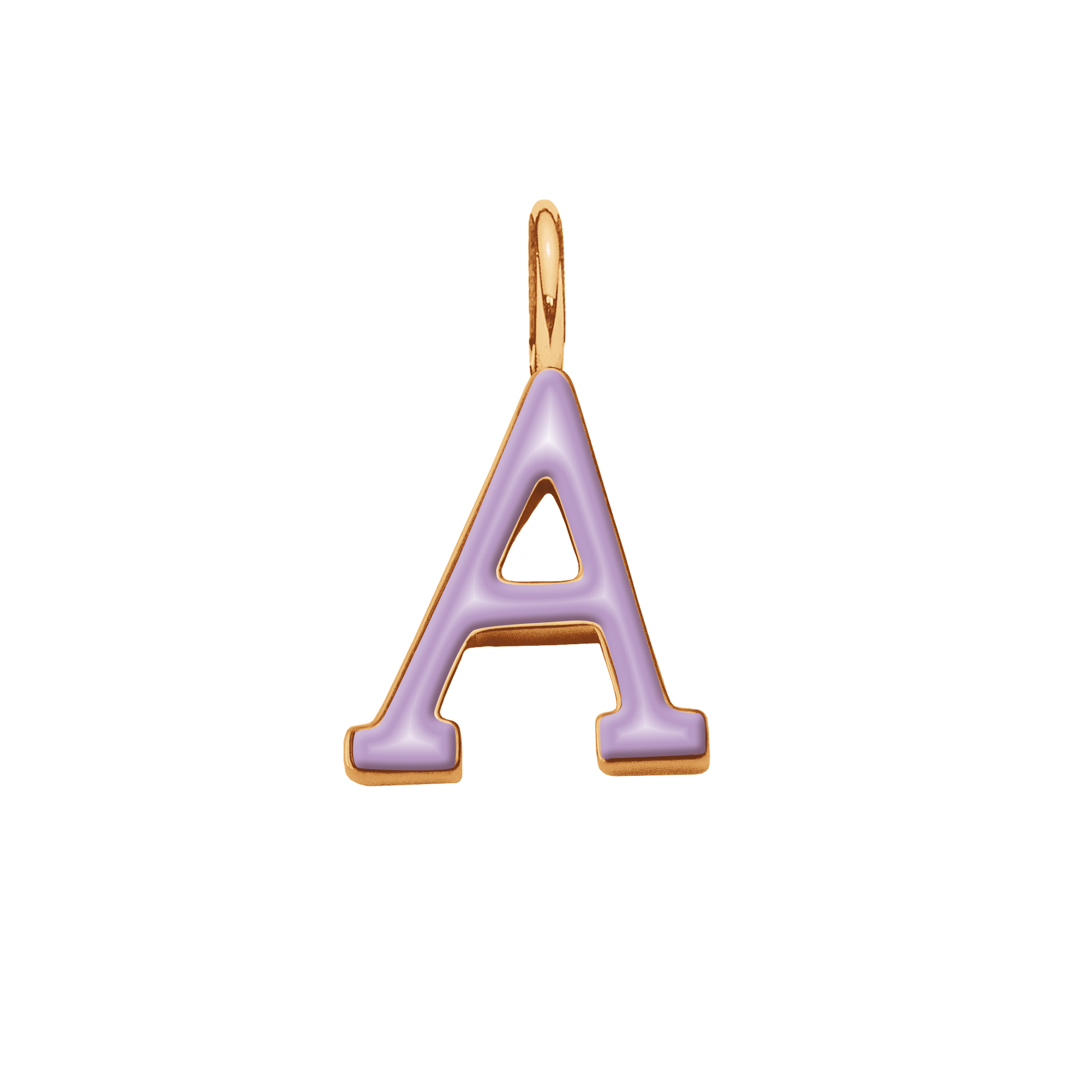 Pendentif lettre A en émail violet doré à l’or fin