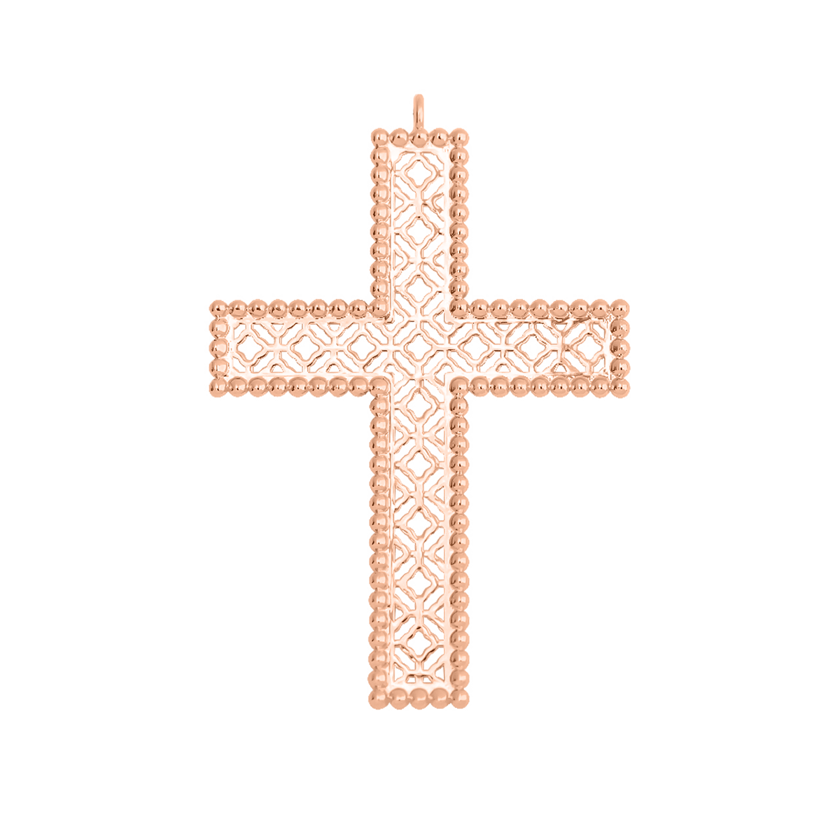 Pendentif Croix Barok 4,5 cm doré à l’or fin rose