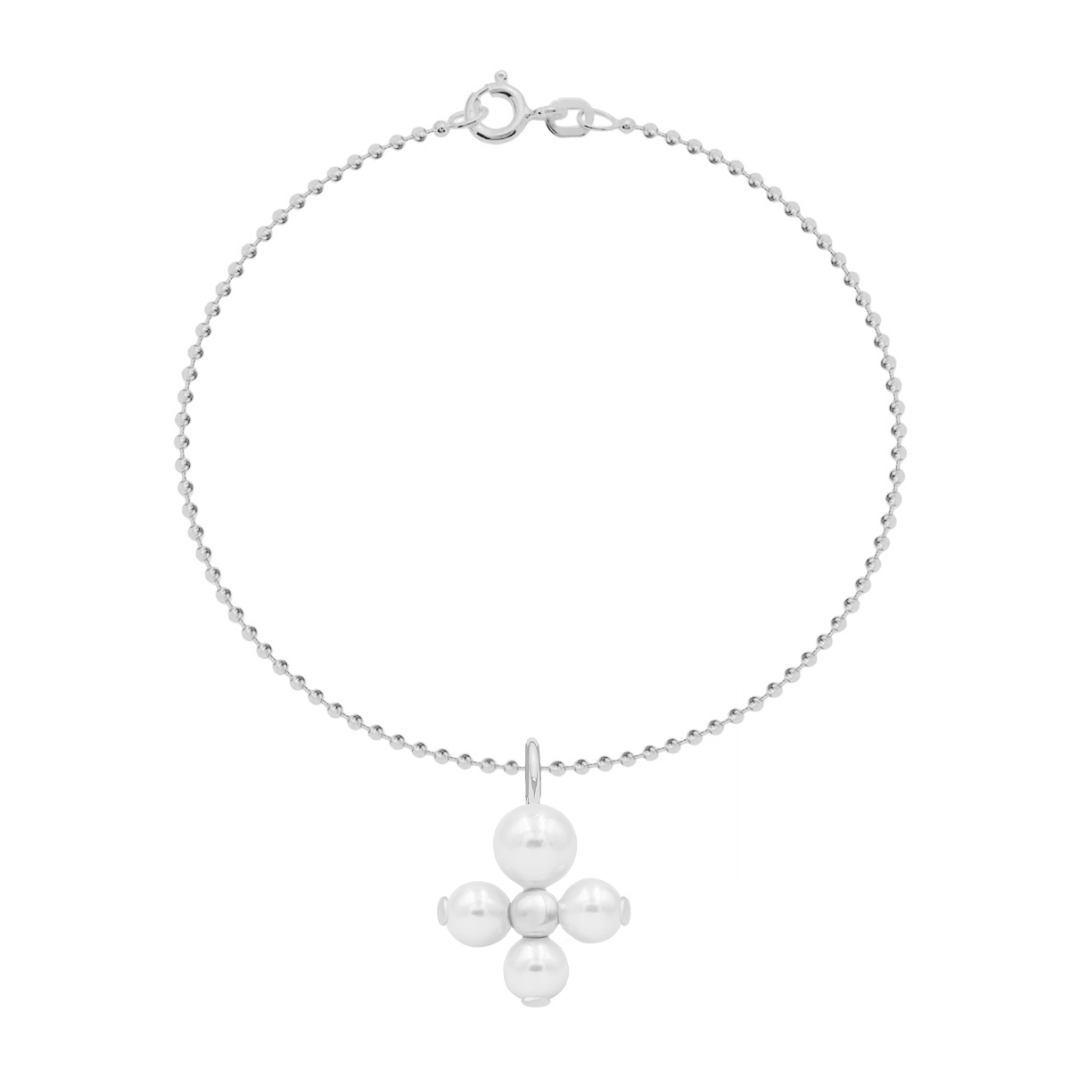 Bracelet chaîne avec pendentif Luck et perles plaqué argent 