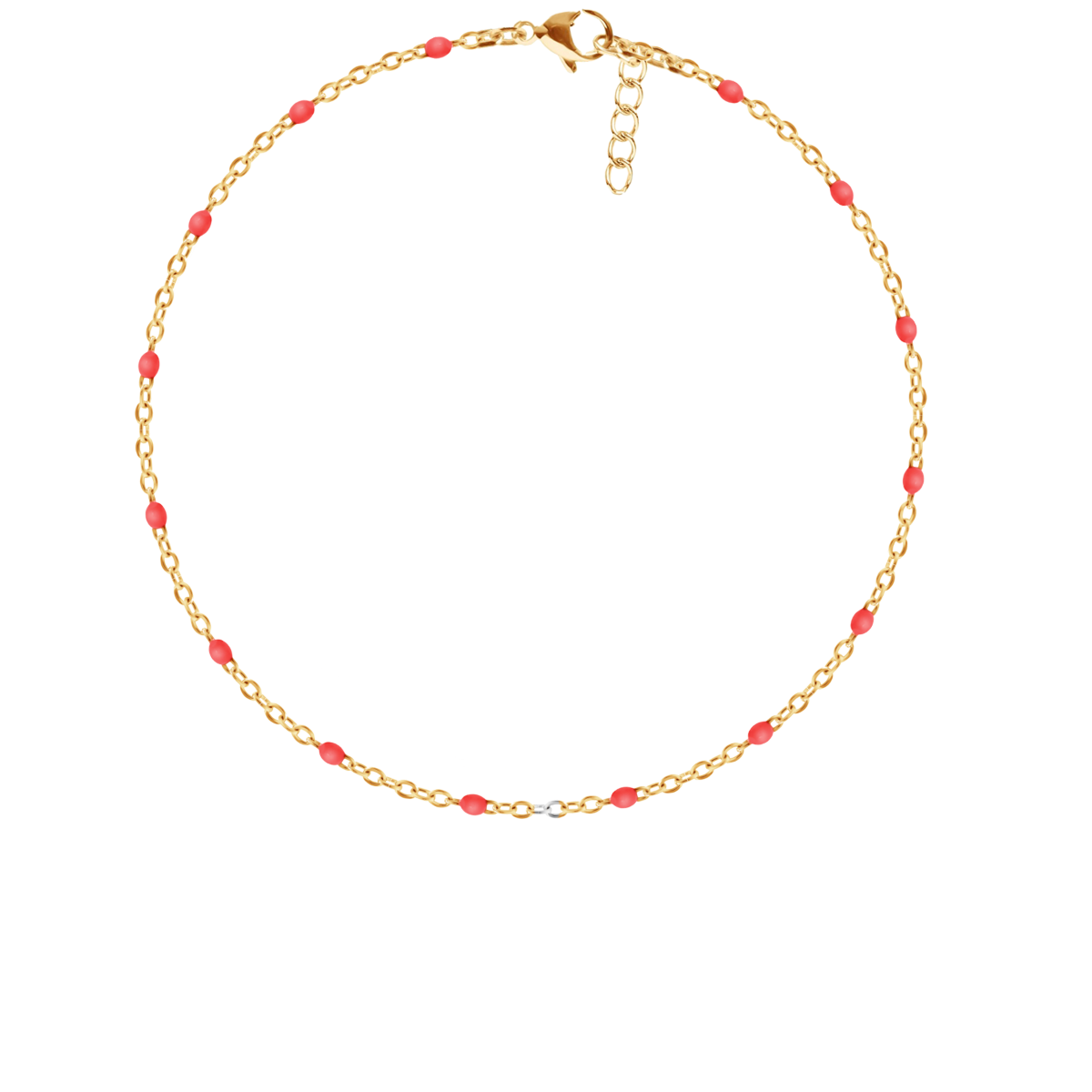 Bracelet 16 + 5 cm, avec émail rouge doré à l’or fin