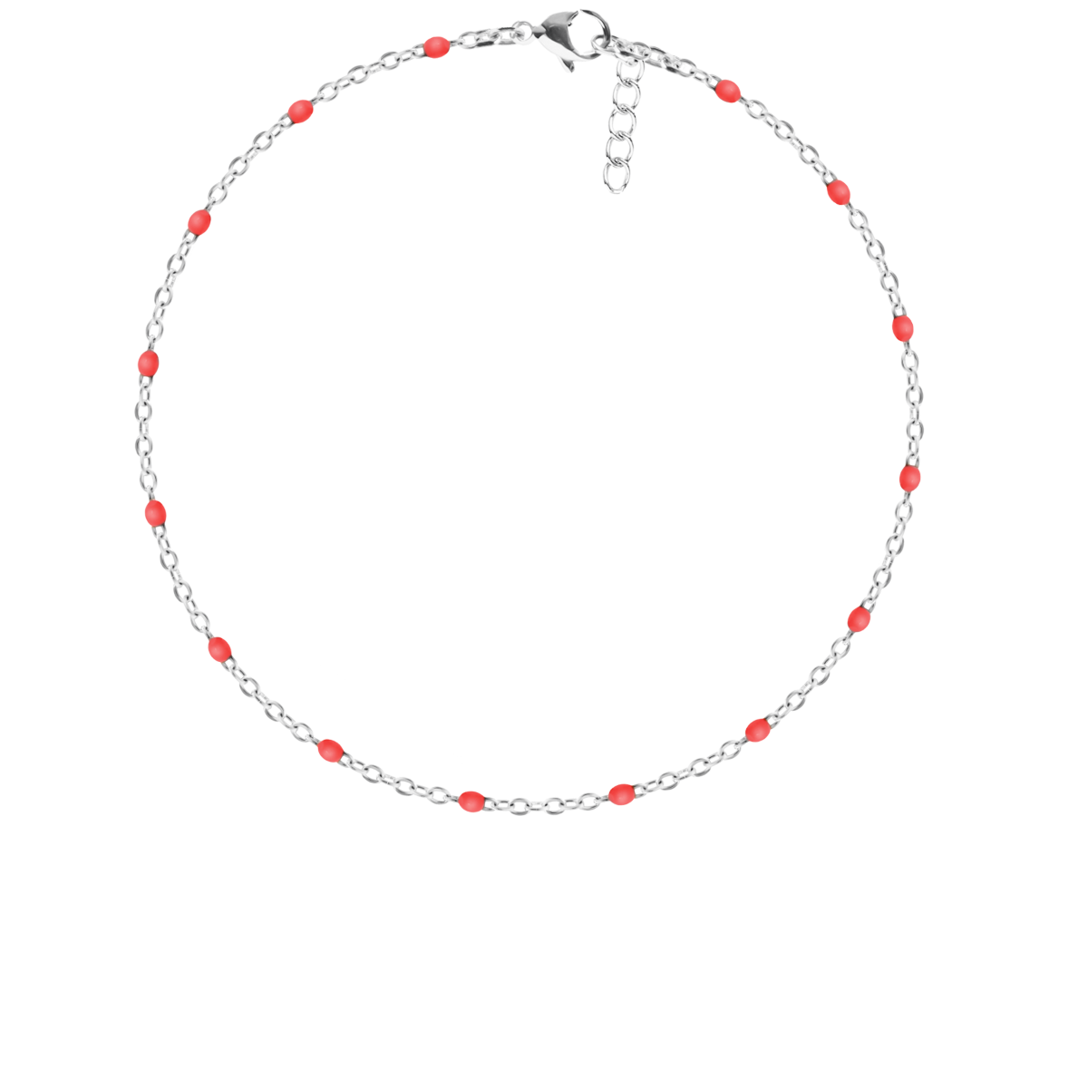 Bracelet 16 + 5 cm, avec émail rouge plaqué argent 