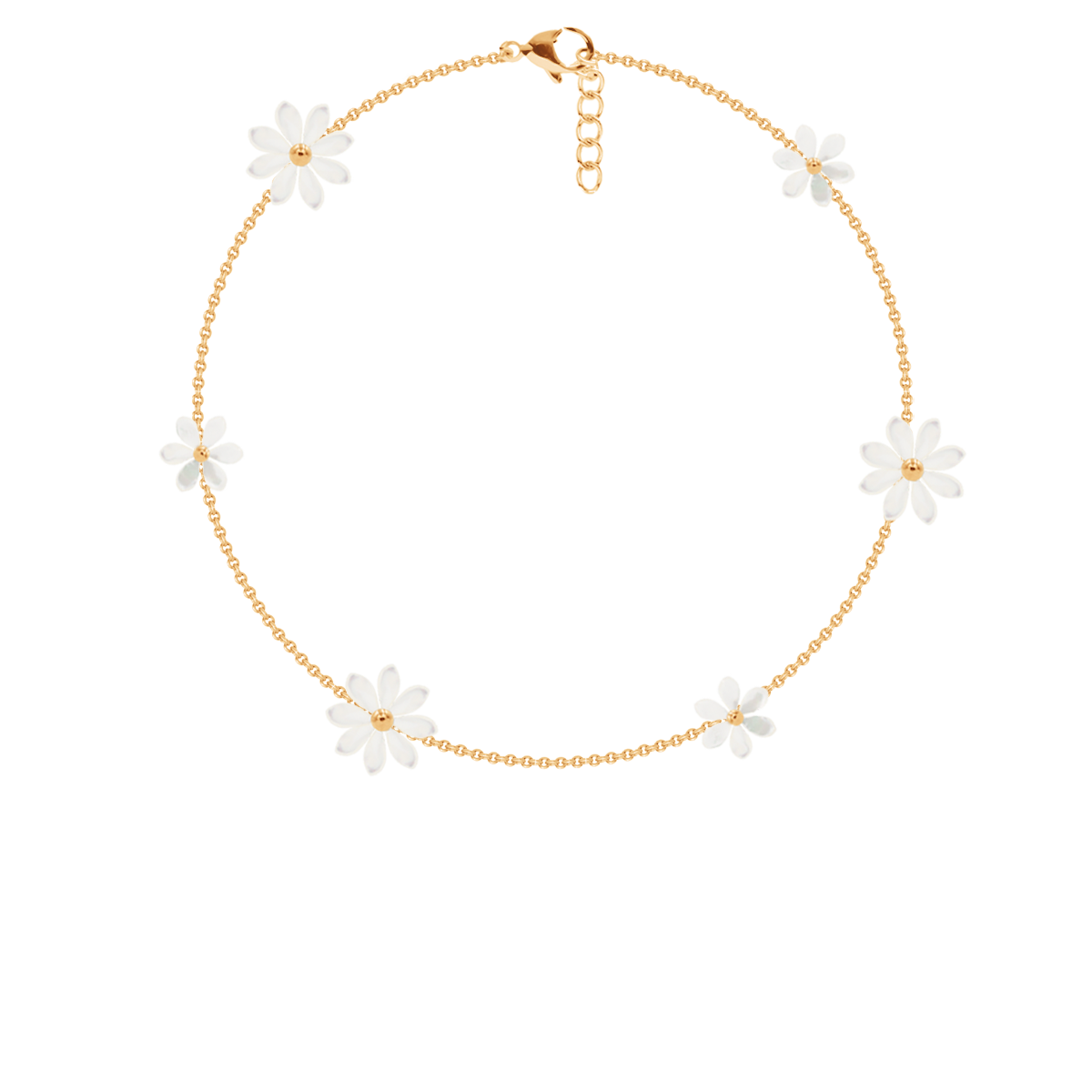 Bracelet chaîne Flowers doré à l’or fin et nacre 