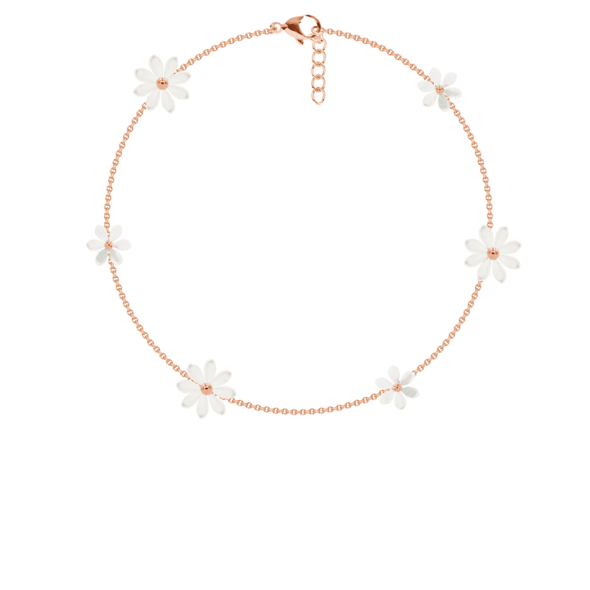 Bracelet chaîne Flowers doré à l’or fin rose et nacre