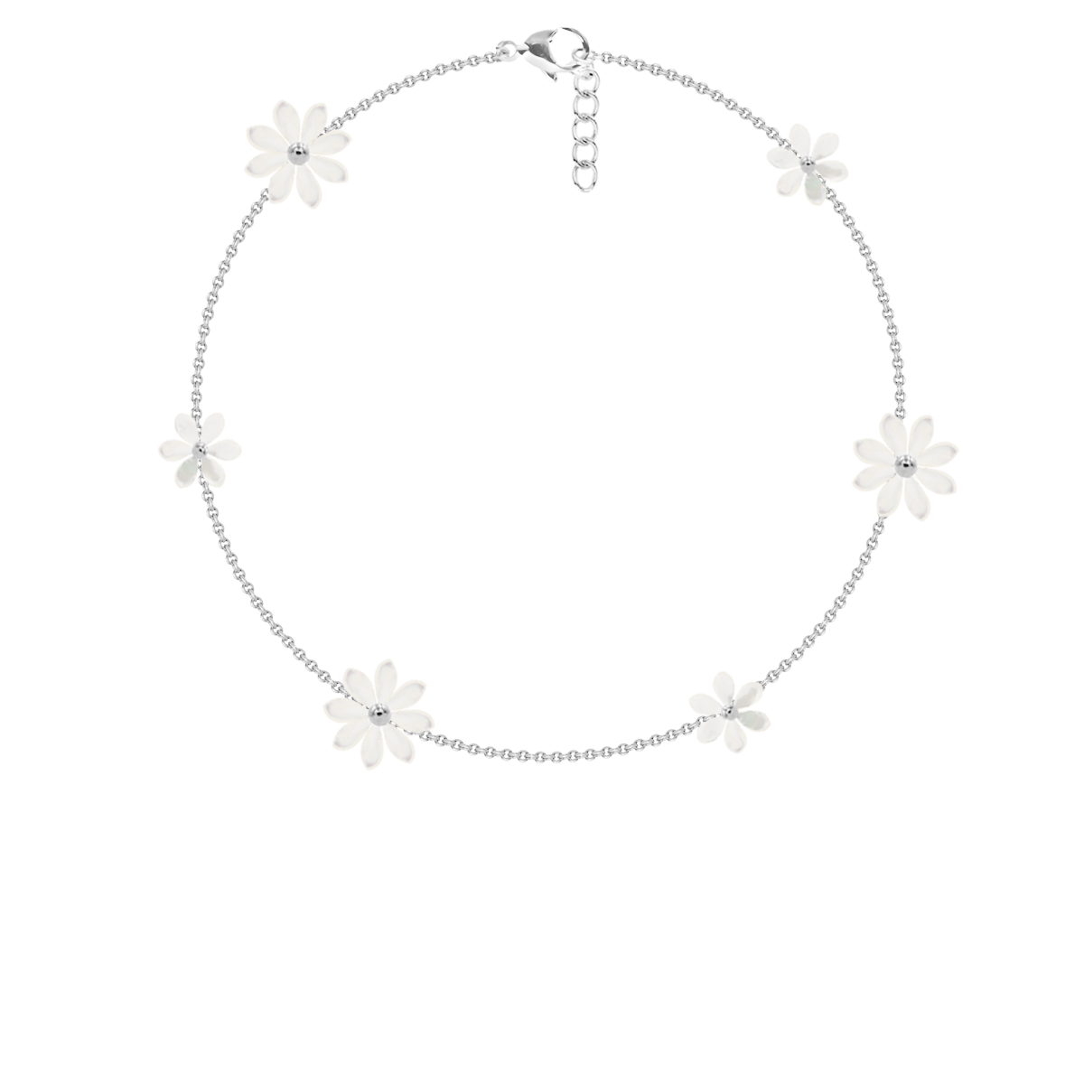 Bracelet chaîne Flowers plaqué argent et nacre