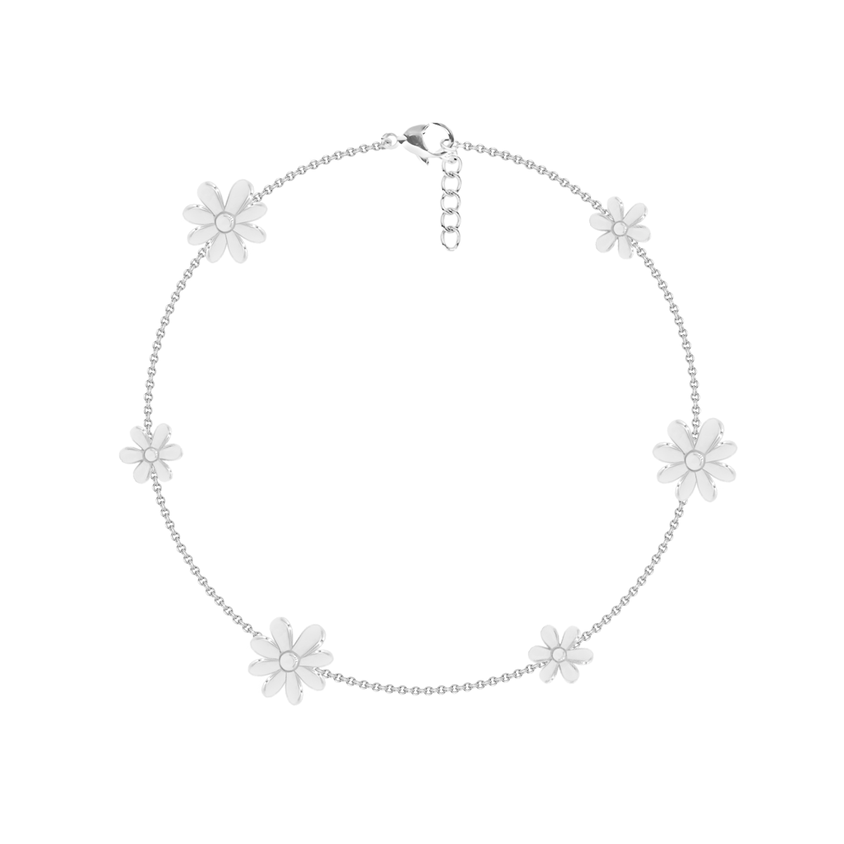 Bracelet chaîne Flowers plaqué argent