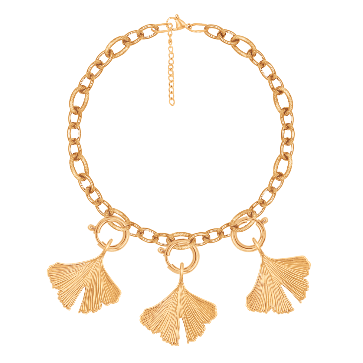 Bracelet chaîne avec pendentifs Ginko 