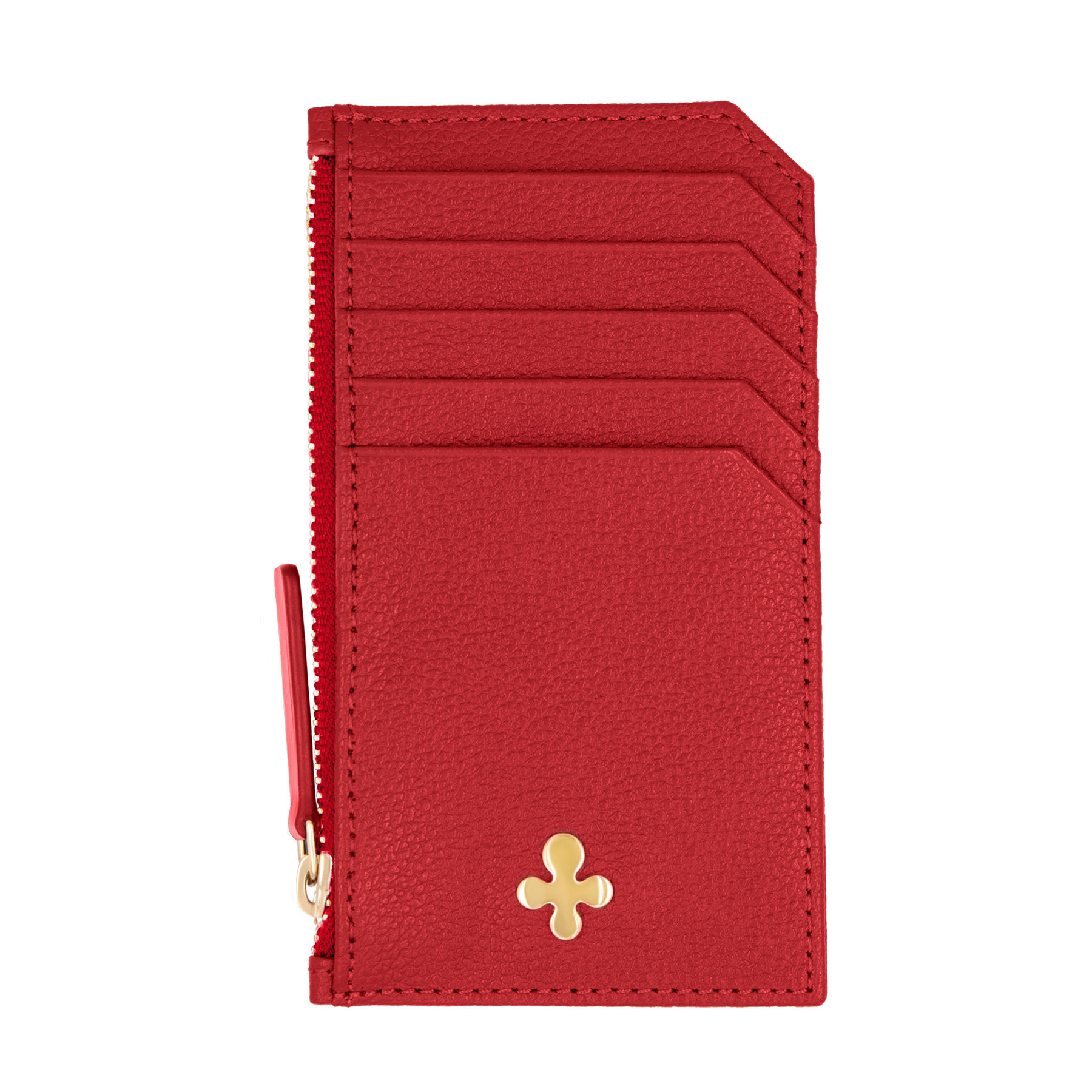 Porte-cartes en cuir rouge 