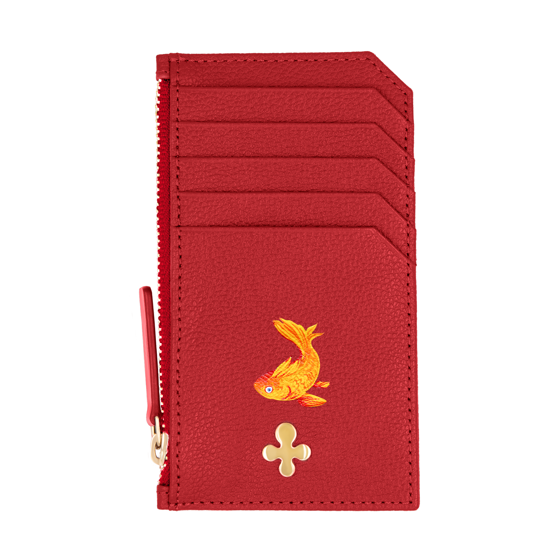 Card holder skórzany w kolorze czerwonym