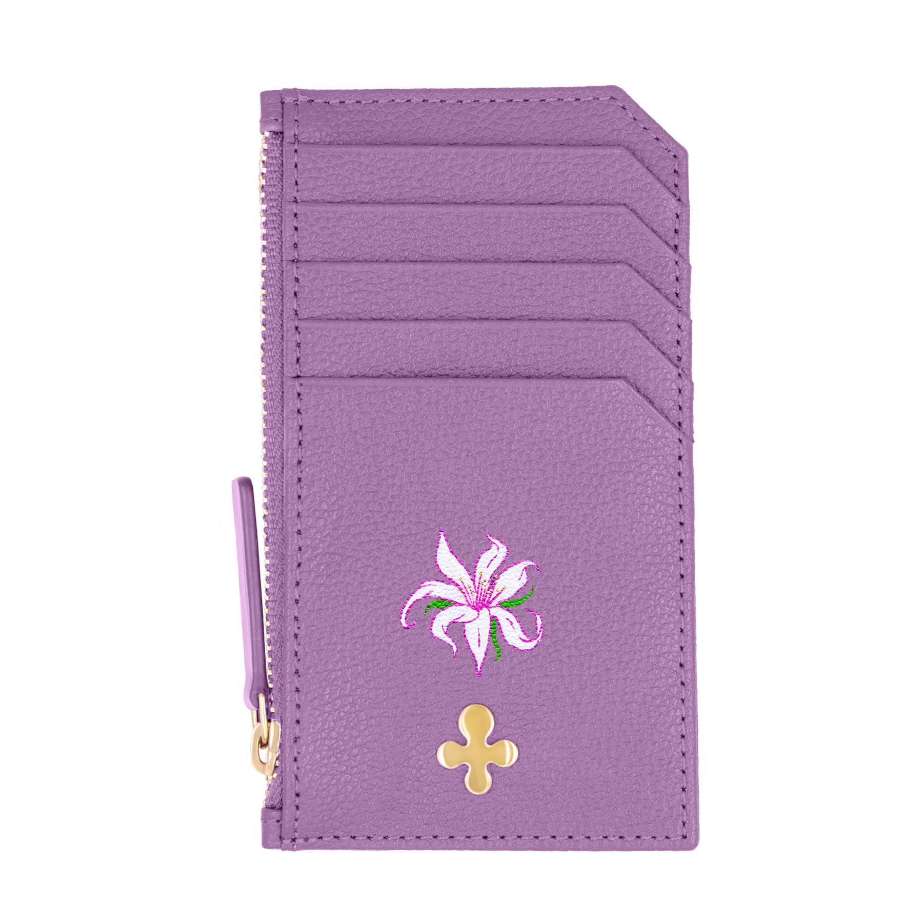 Porte-cartes en cuir violet 