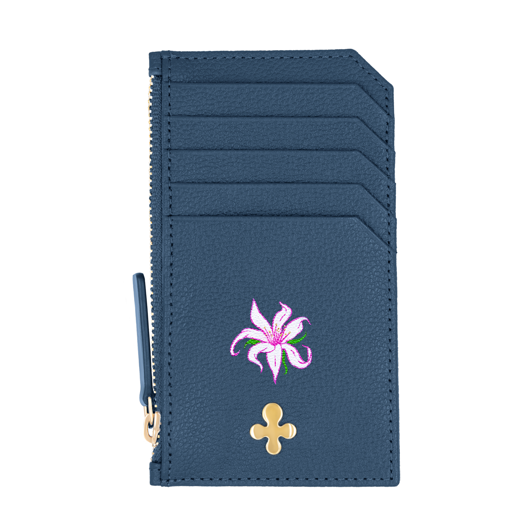 Porte-cartes en cuir bleu marine