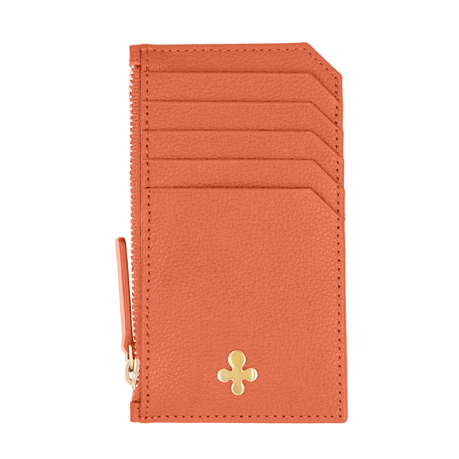 Porte-cartes en cuir orange 