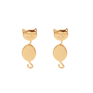 Boucles d'oreilles Chat doré à l’or fin