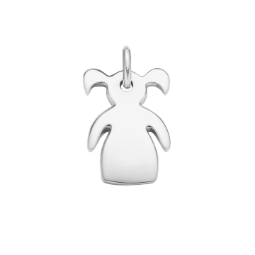 Pendentif Fille avec couettes 1,5 cm en argent