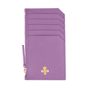 Porte-cartes en cuir violet 