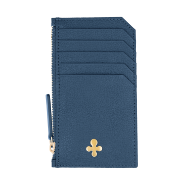 Porte-cartes en cuir bleu marine