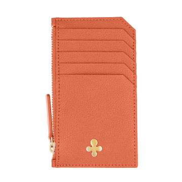 Porte-cartes en cuir orange 