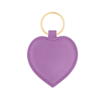 Porte-clés coeur violet avec anneau doré