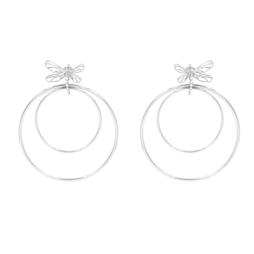 Boucles d'oreilles Libellule serties de zircons blancs