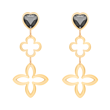 Pendants d’oreilles Icons avec cœur en cristal doré à l’or fin