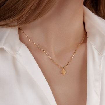 Collier Forzatina avec un trèfle rond en or 585 serti d'un diamant