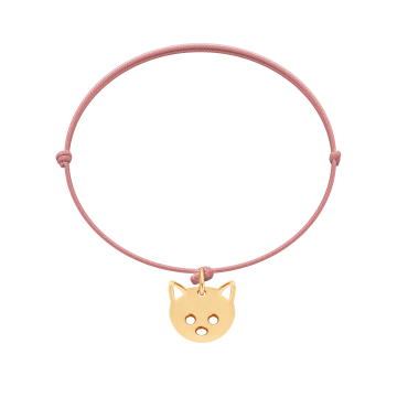 Bracelet Chat sur un fin cordon rose