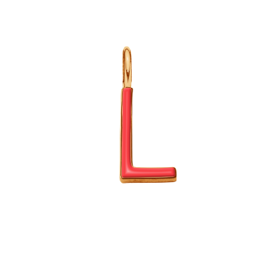 Pendentif lettre L en émail rouge doré à l’or fin