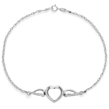 Armband Herz mit Flügeln 16cm silber