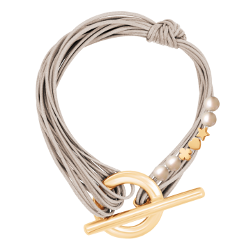 Armband mit vergoldeter Gisele Schliesse mit Etincelle - Beige