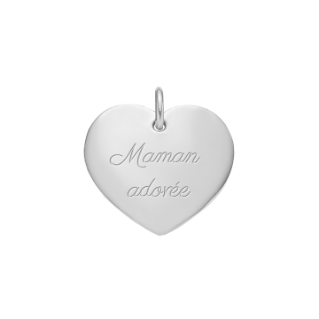 Pendentif coeur 1,5 cm avec gravure « Maman adorée » en argent