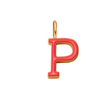 Pendentif lettre P en émail rouge doré à l’or fin