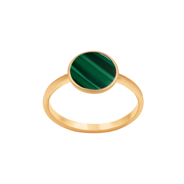 Bague en or 585 avec médaille en malachite verte