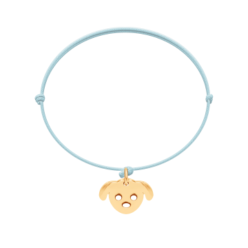 Bracelet Chien sur un fin cordon bleu ciel